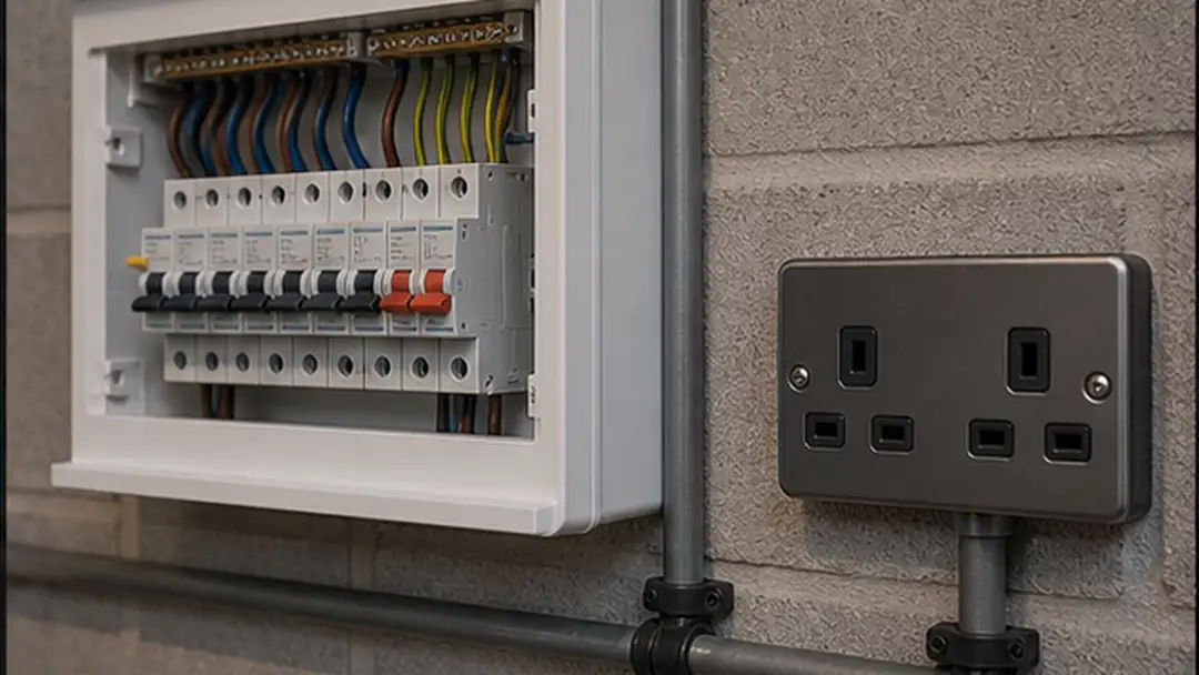 Illustrative garage wiring installation work in Brechin