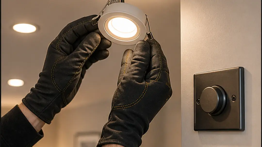 Illustrative indoor lighting installation work in Brechin