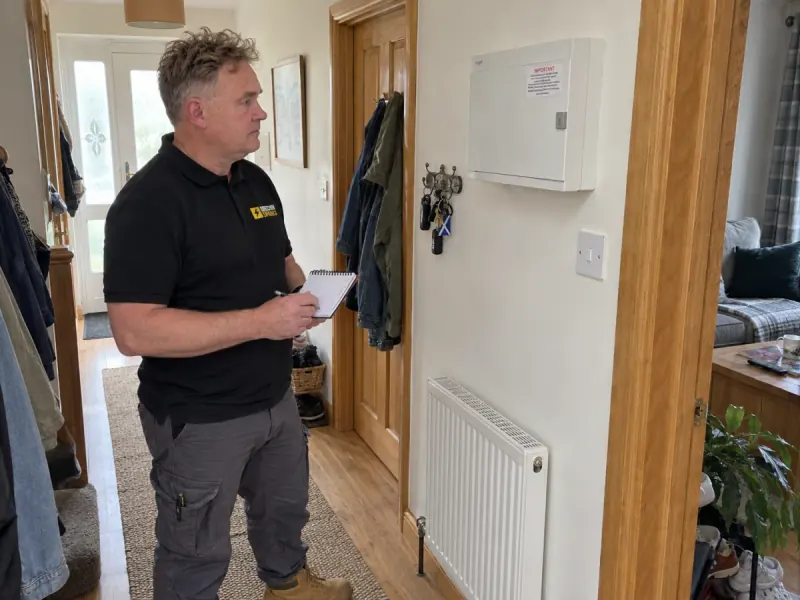 James carrying out an electrical inspection at a property