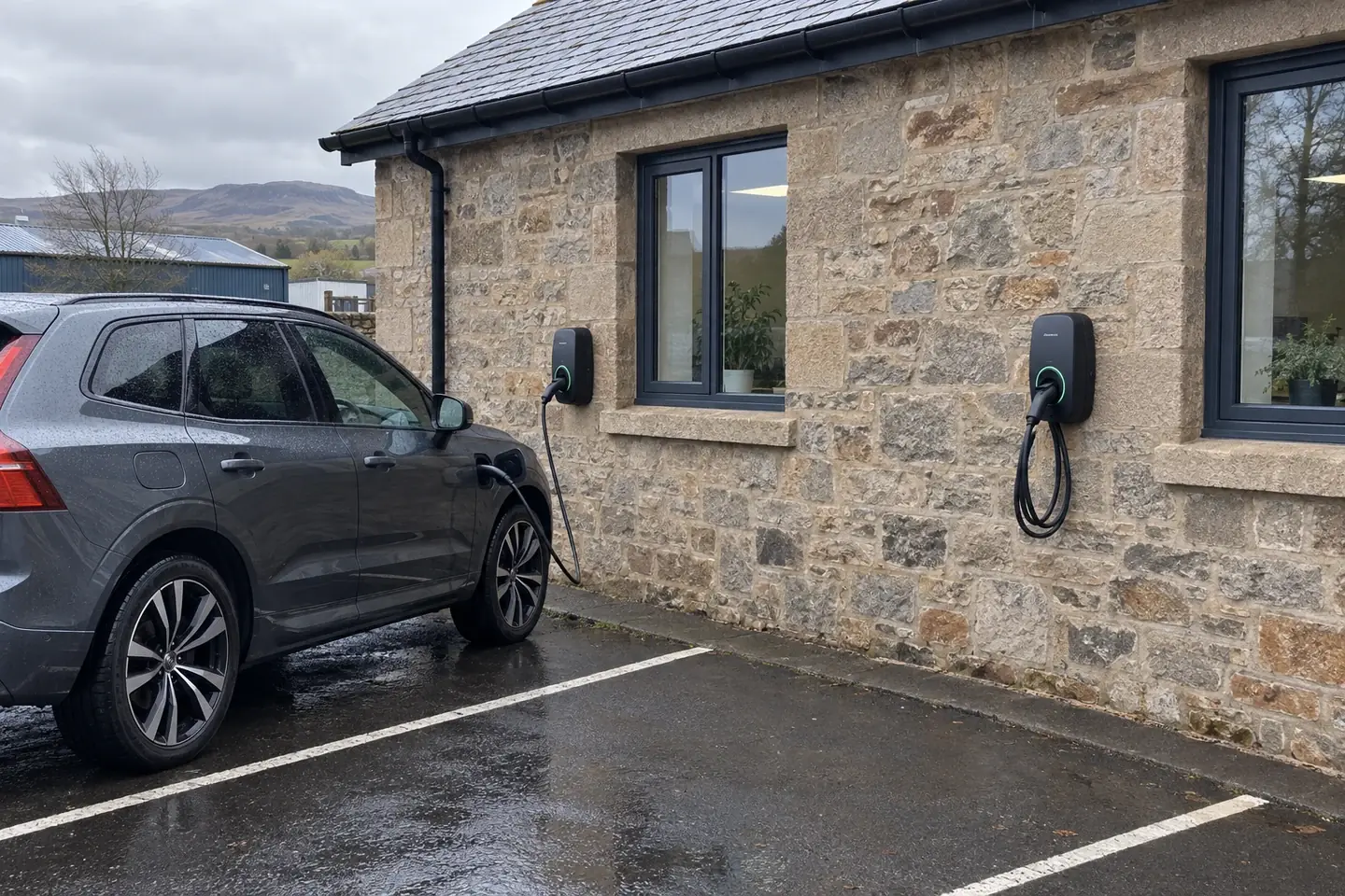 chargers at a workplace car park