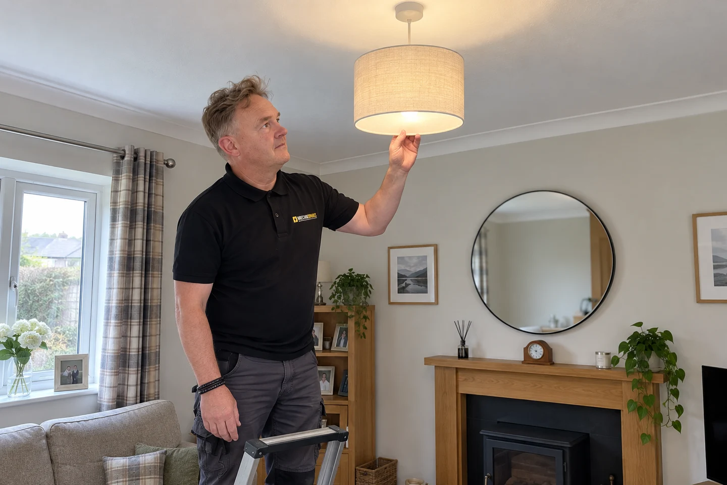 James inspecting a finished ceiling pendant