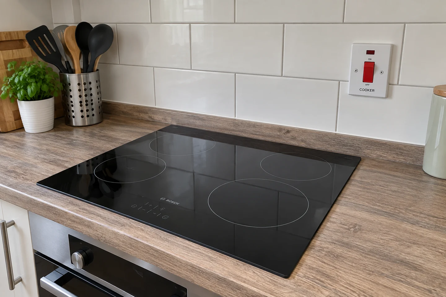 induction hob wired to its isolator switch