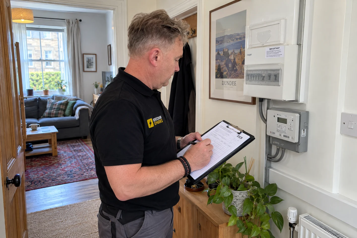 James writing up an EICR report