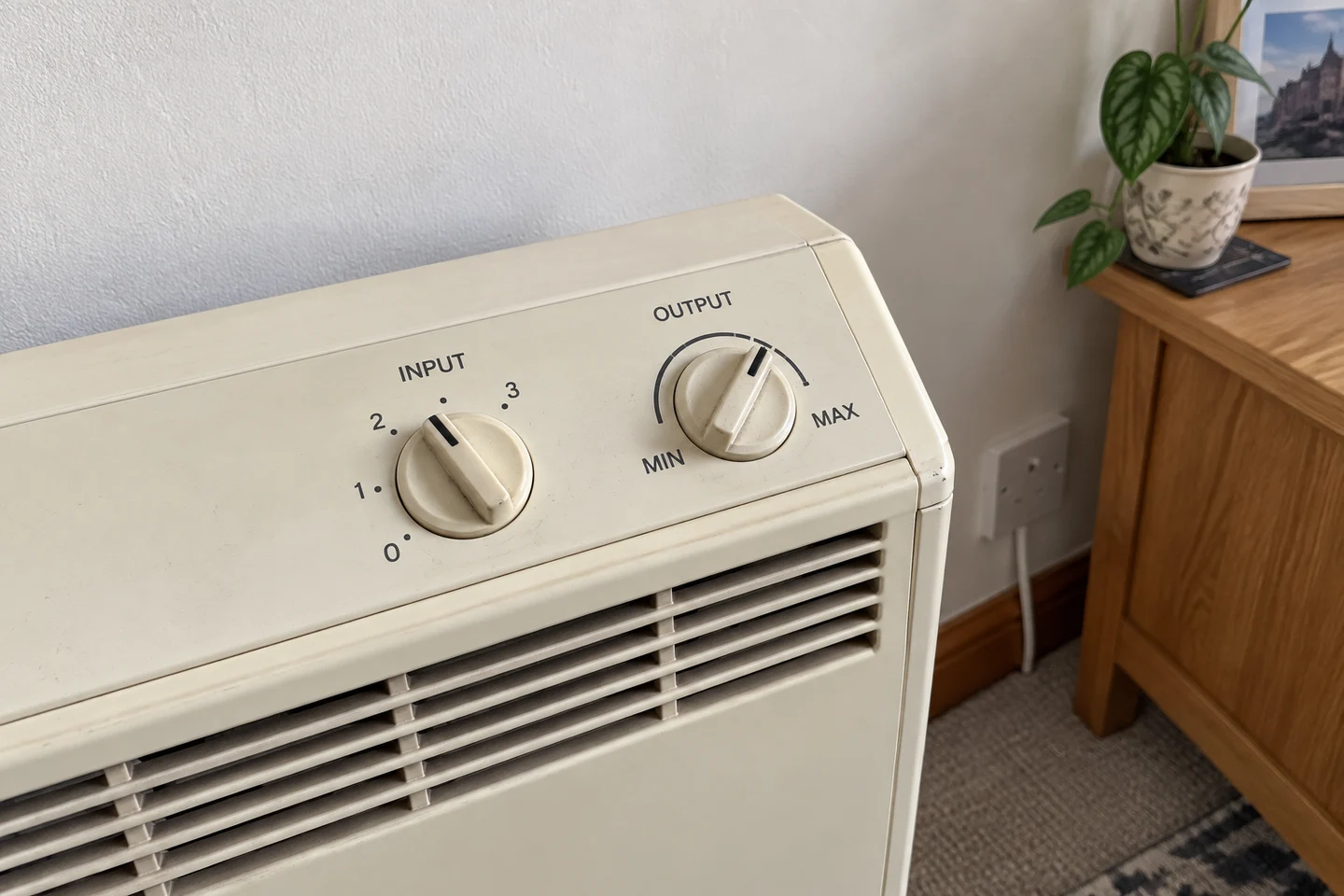 Input and output controls on a storage heater